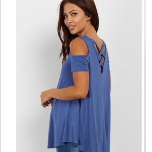 Blue Weave Back Cold Shoulder [maternity or not]